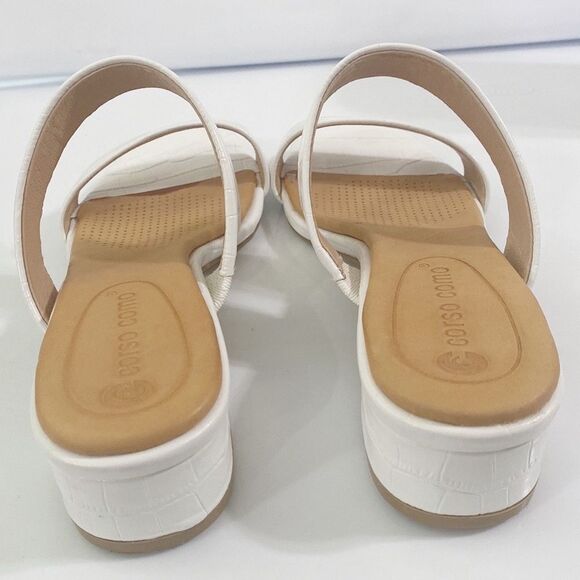 Corso Como CC Faeya croc embossed white square heel double strap sandal size 6 - Picture 7 of 11